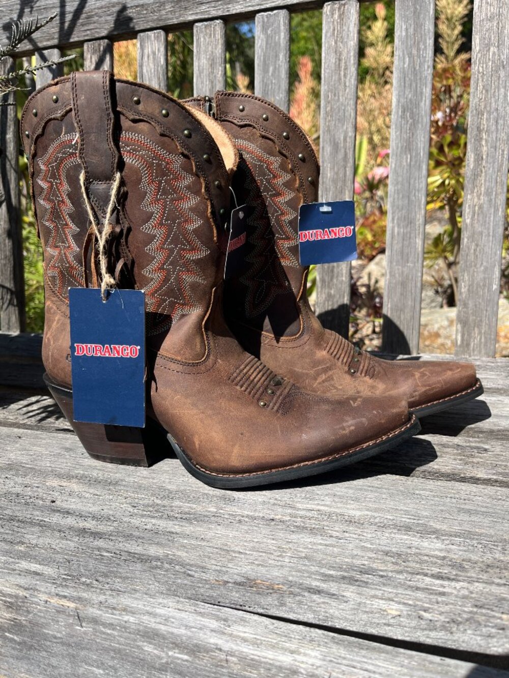 Durango Crush New Roasted Pecan Western Booties with fringe, Size 9.5